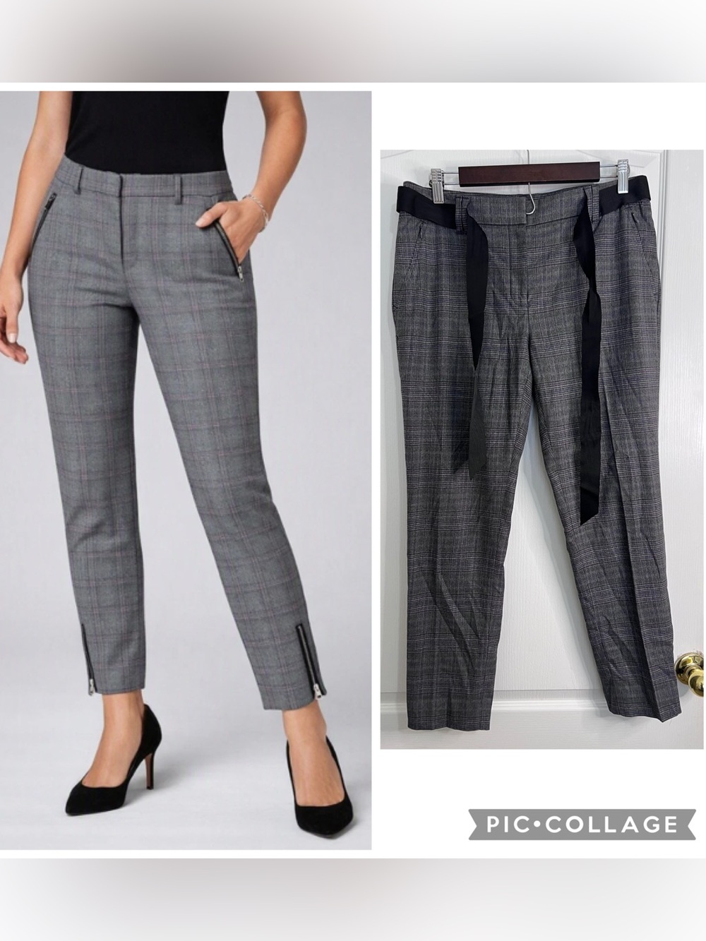 White House black market Gray Plaid Ankle Pants size 6